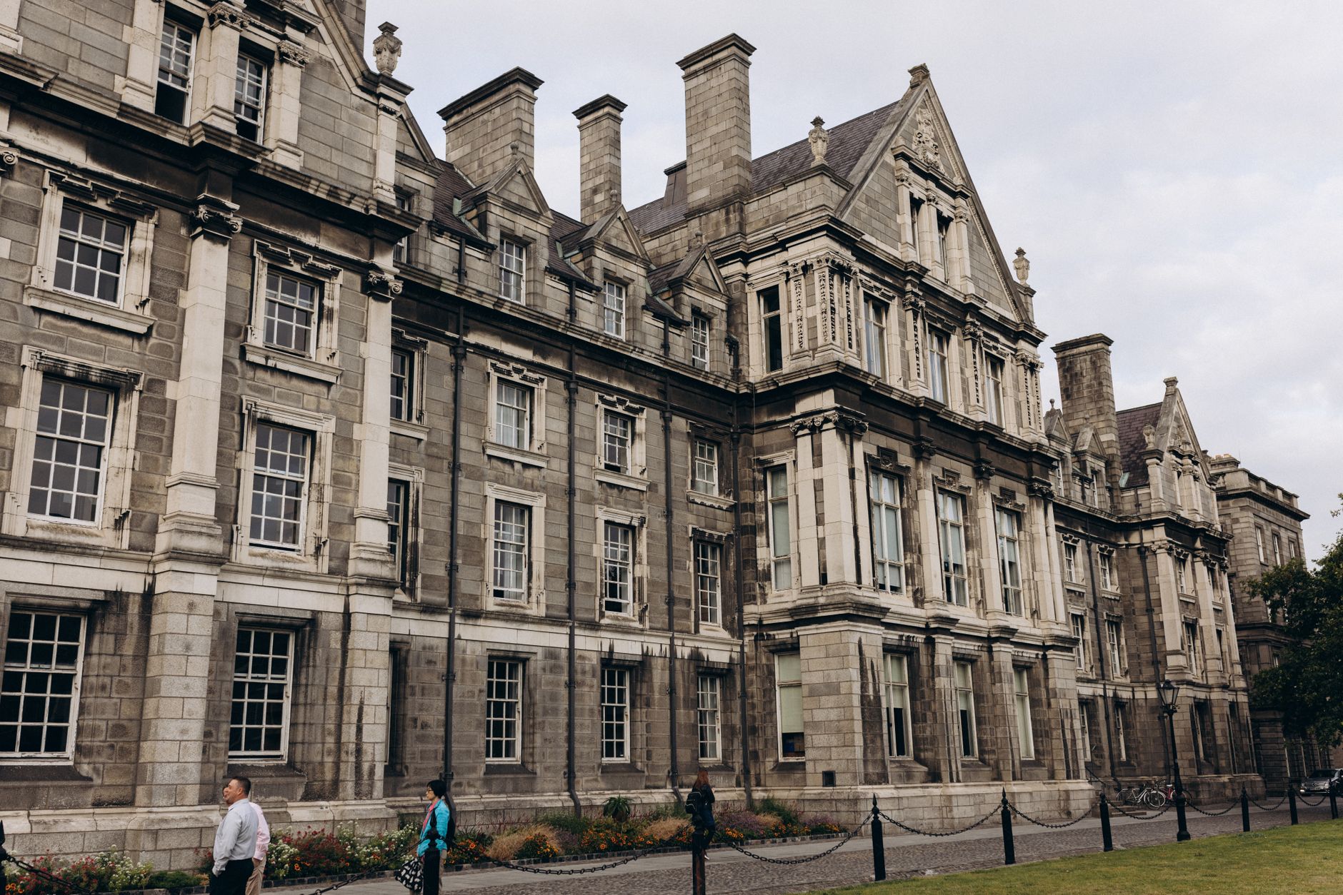 Classic architectural facade of Trinity College, Dublin, Ireland.